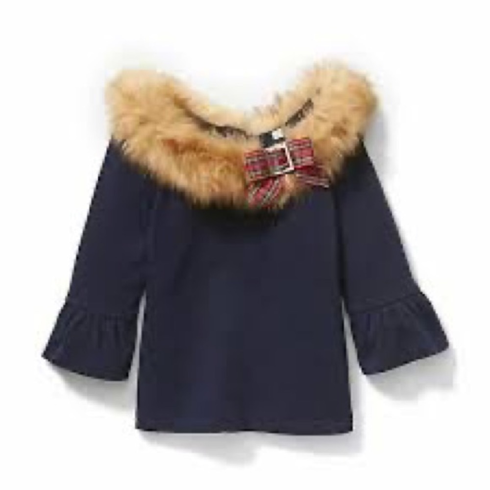 Janie and jack faux fur collar shirt